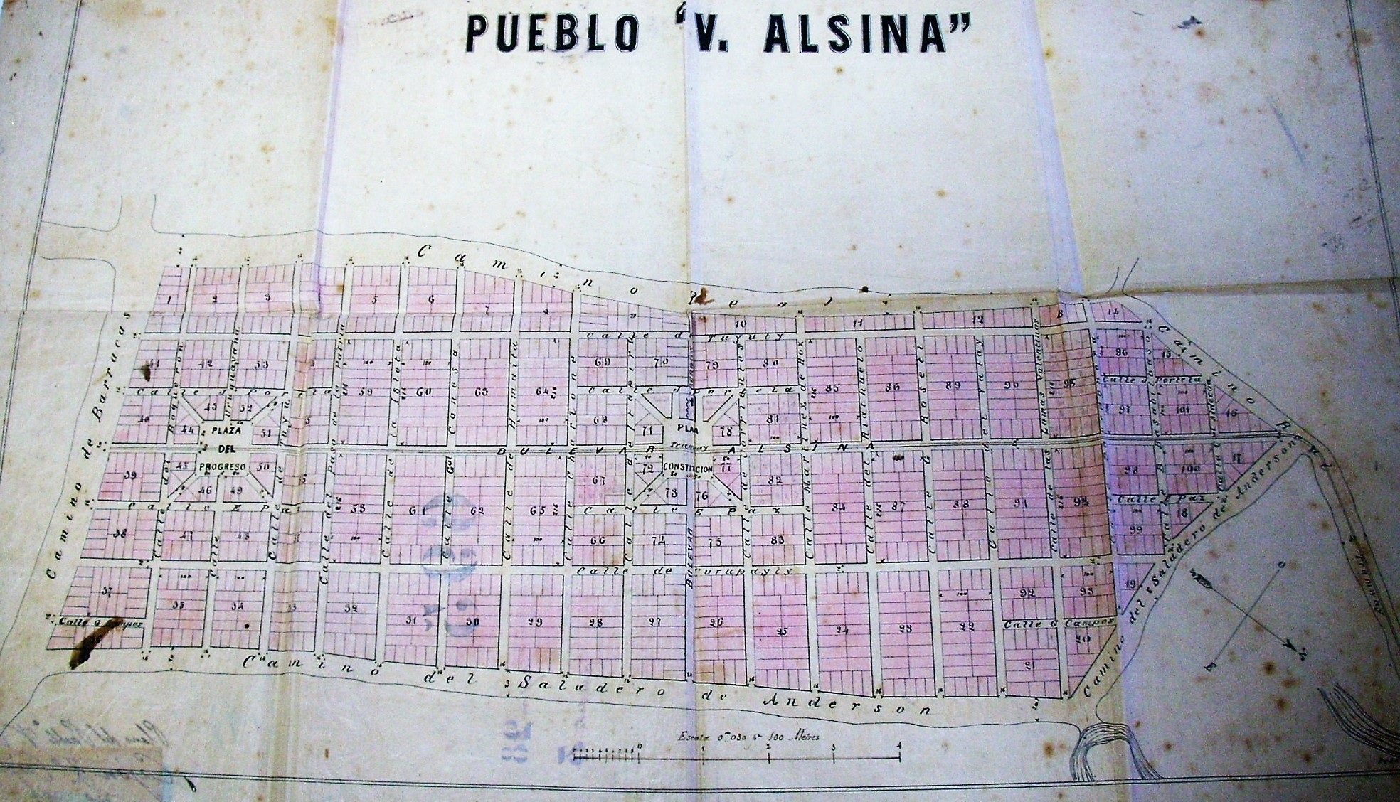 Plano del pueblo Valentín  Alsina (1875)