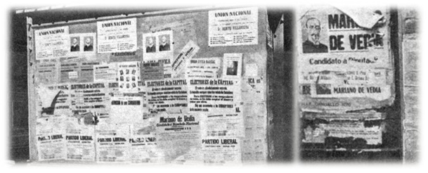 Carteles que combinaban textos
e imágenes. Campaña electoral de 1912.