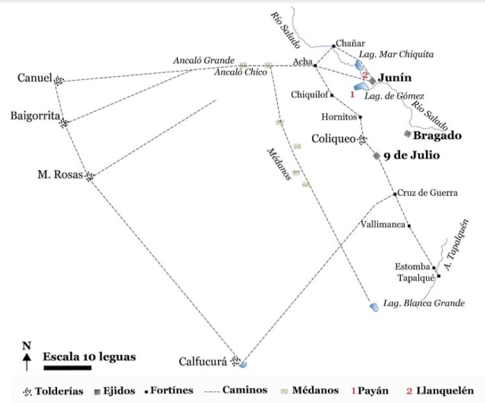 Plano confeccionado por Payán en 1867. Fuente: elaboración propia  en base a AHMM, Bartolomé Mitre inédito y privado, Arm. 3, Exp.  6867, 21 de marzo de 1867.40