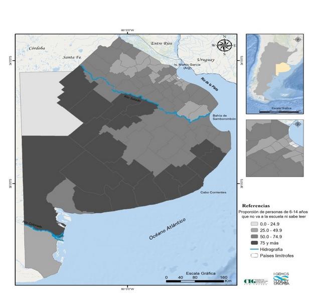 Proporción de población (6-14 años) que no
asiste a la escuela y no sabe leer